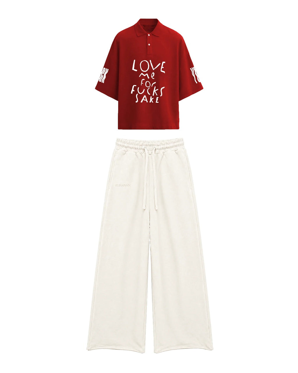 Love Me Polo & Off-white Sweatpants Co-ord
