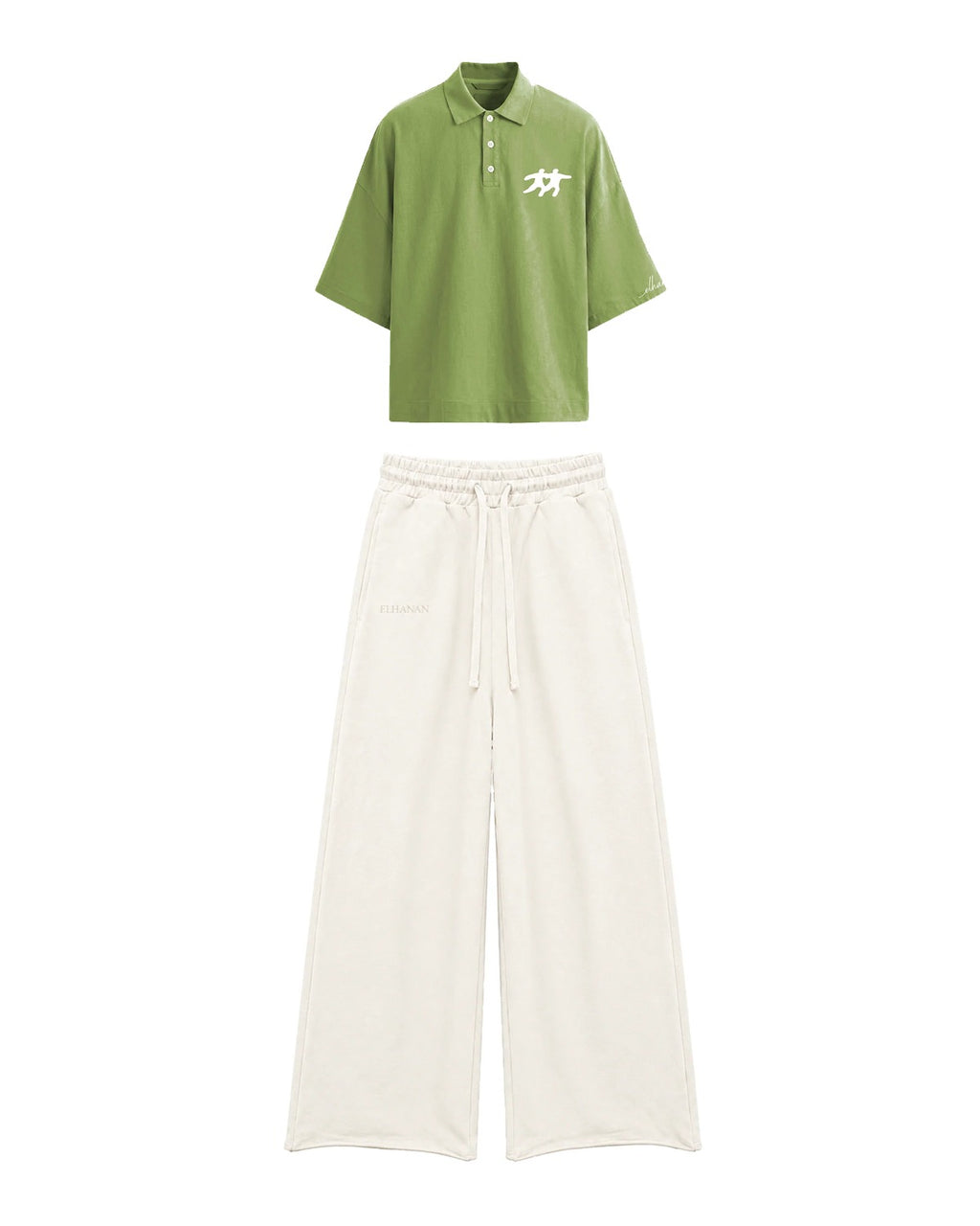 Speak or Kiss Polo & Off-white Sweatpants Co-ord